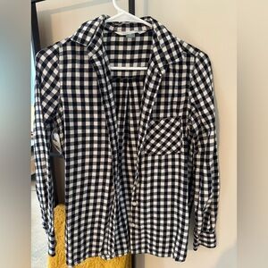 XS Old Navy Black and White Checkered Flannel